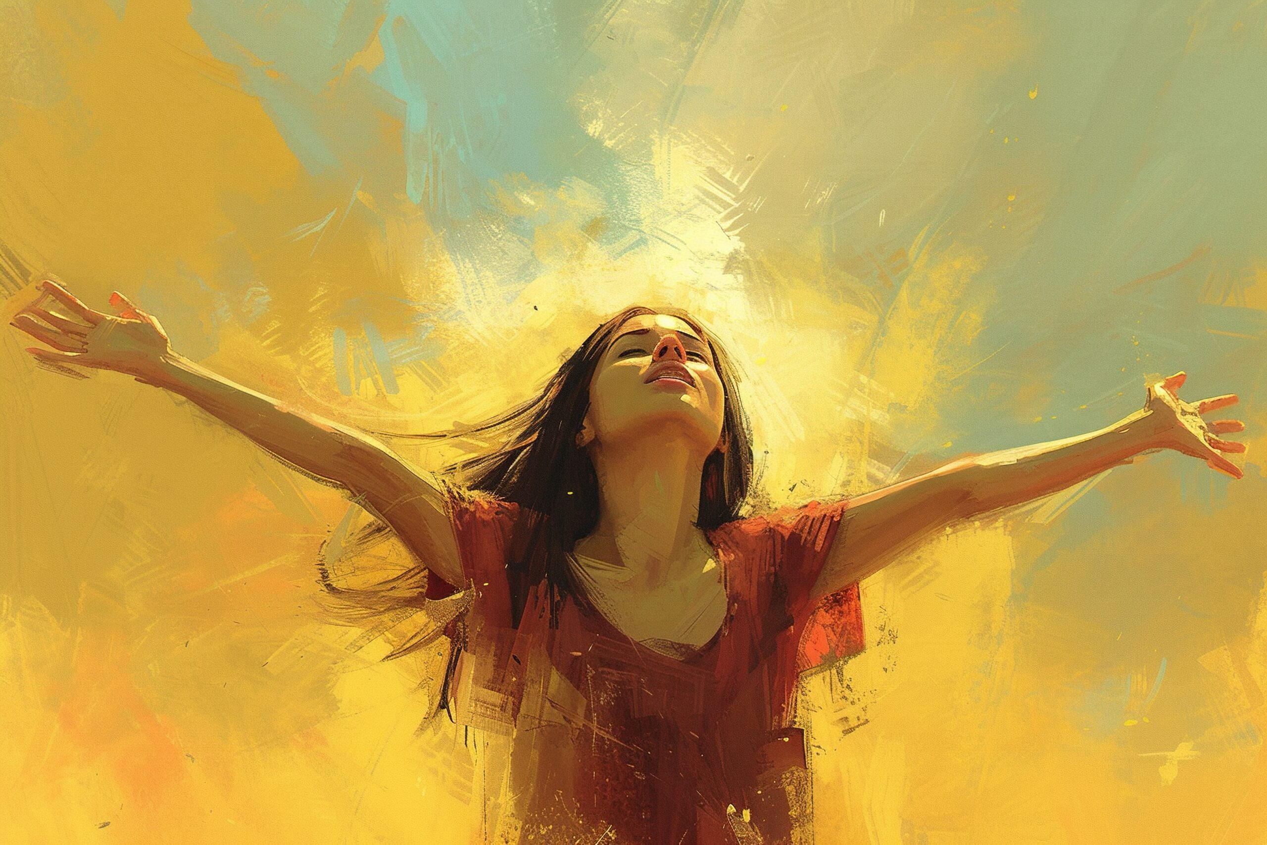 Woman raising hands in worship. Woman raising hands in worship.